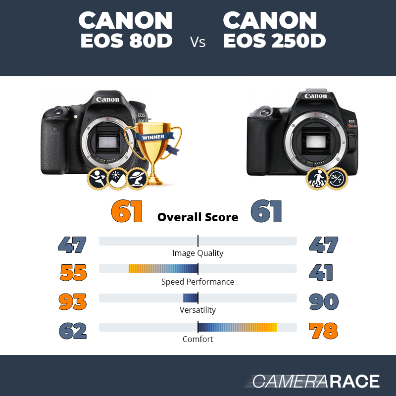 Le Canon EOS 80D est-il mieux que le Canon EOS 250D ?