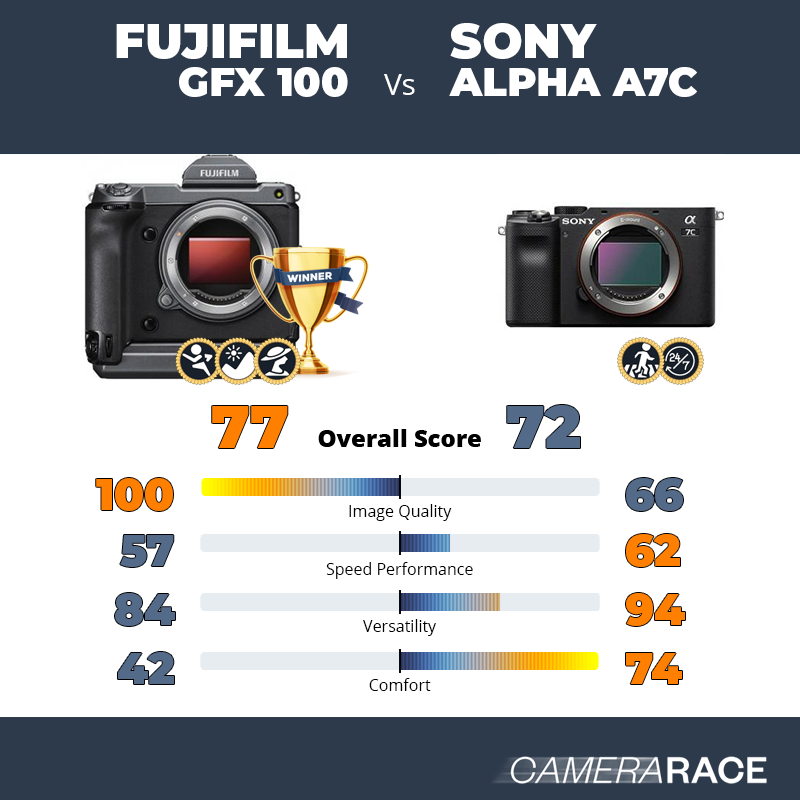 Meglio Fujifilm GFX 100 o Sony Alpha A7c?