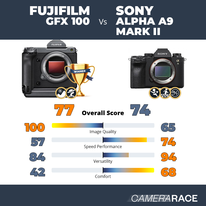 Le Fujifilm GFX 100 est-il mieux que le Sony Alpha A9 Mark II ?