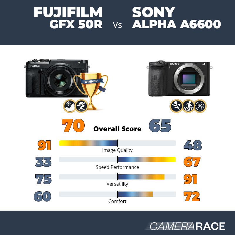 Meglio Fujifilm GFX 50R o Sony Alpha a6600?