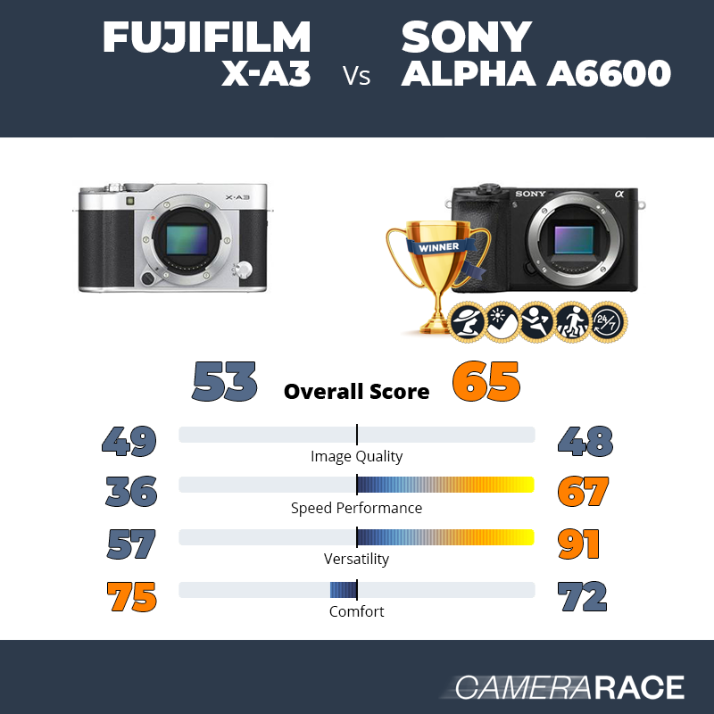 Le Fujifilm X-A3 est-il mieux que le Sony Alpha a6600 ?