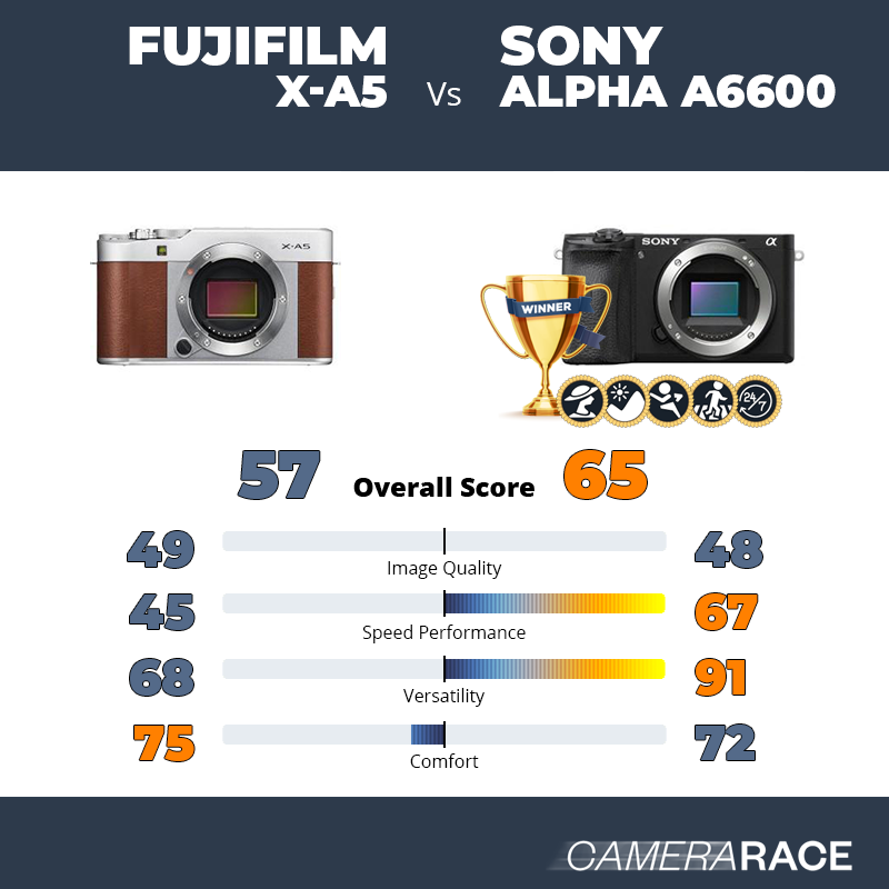 Meglio Fujifilm X-A5 o Sony Alpha a6600?