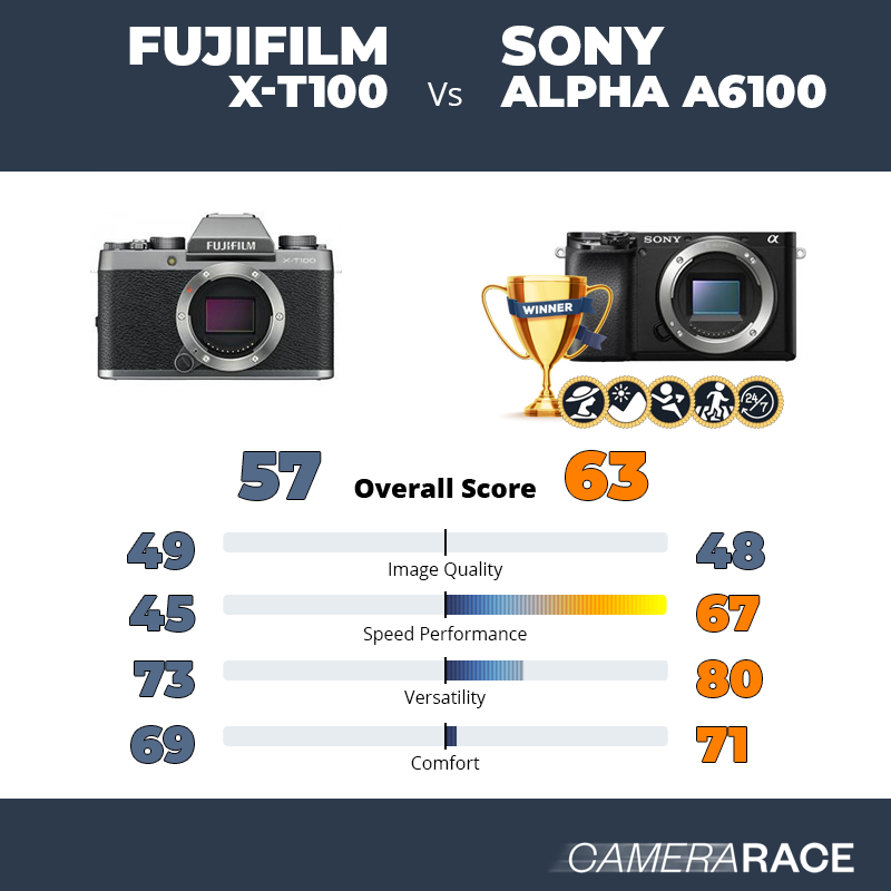 Meglio Fujifilm X-T100 o Sony Alpha a6100?
