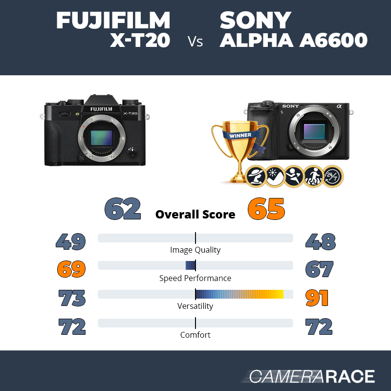 Le Fujifilm X-T20 est-il mieux que le Sony Alpha a6600 ?