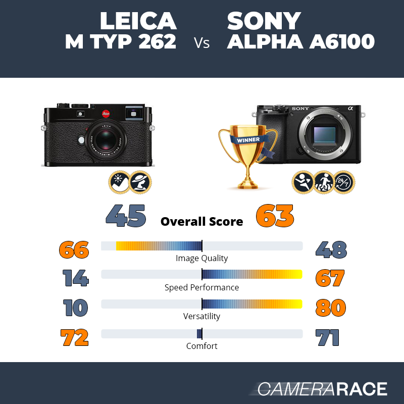 Le Leica M Typ 262 est-il mieux que le Sony Alpha a6100 ?