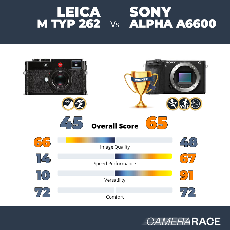 Le Leica M Typ 262 est-il mieux que le Sony Alpha a6600 ?