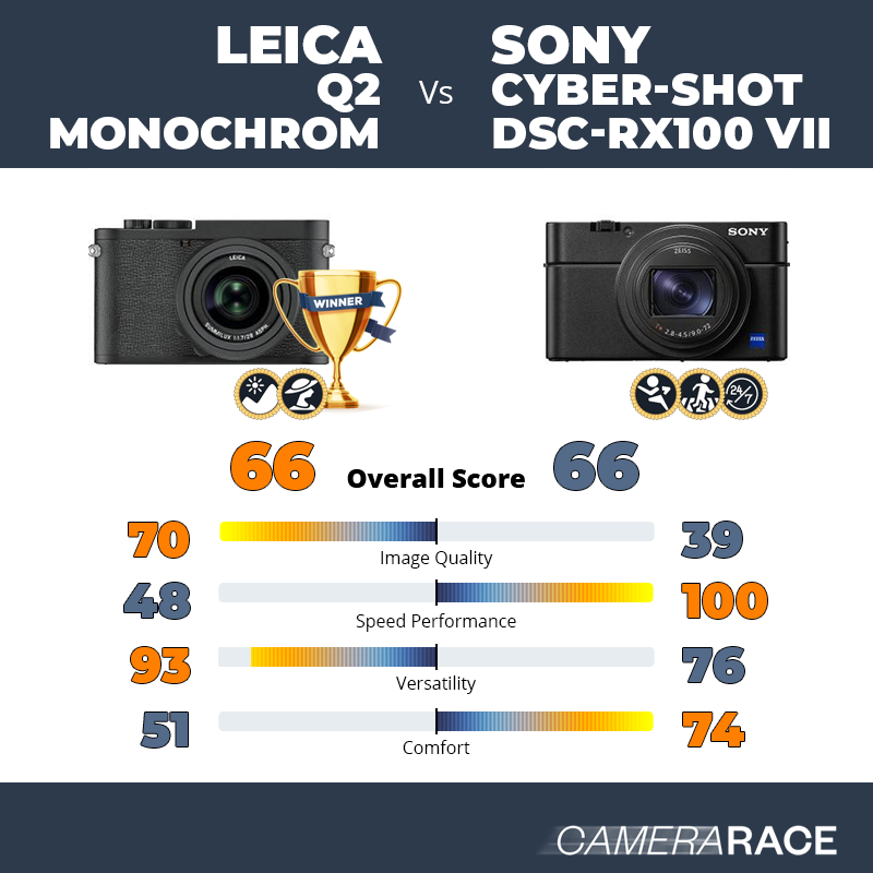 Le Leica Q2 Monochrom est-il mieux que le Sony Cyber-shot DSC-RX100 VII ?