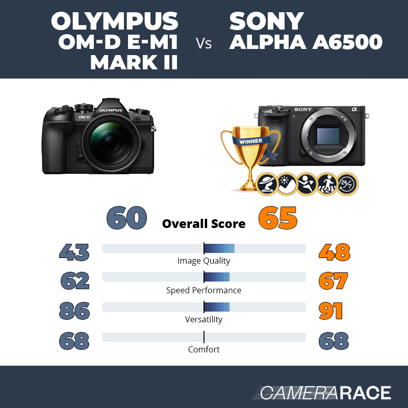 Le Olympus OM-D E-M1 Mark II est-il mieux que le Sony Alpha a6500 ?
