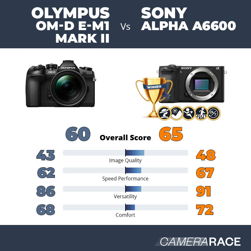 Le Olympus OM-D E-M1 Mark II est-il mieux que le Sony Alpha a6600 ?