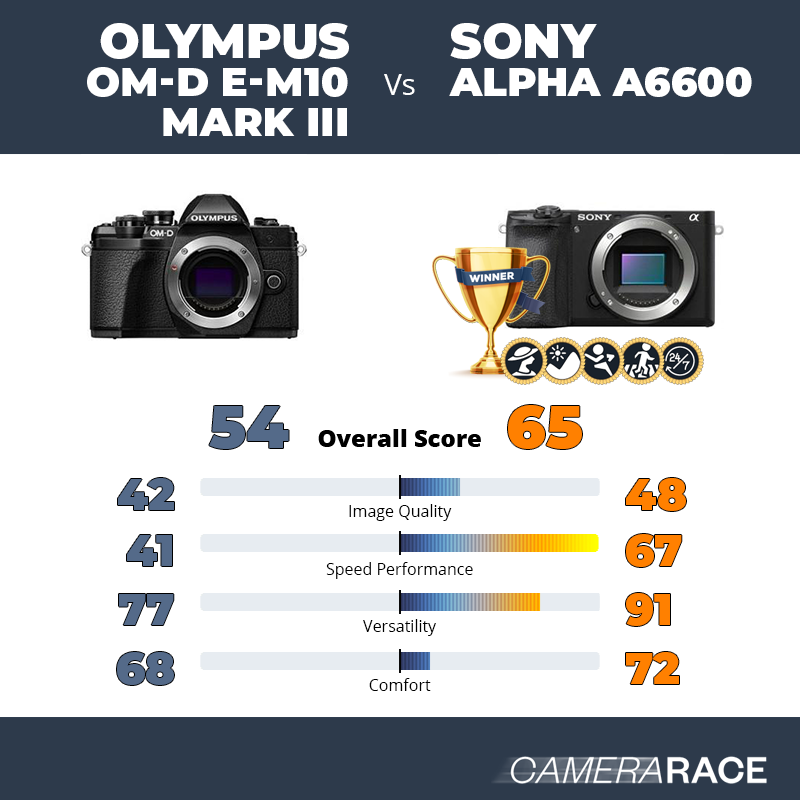 Le Olympus OM-D E-M10 Mark III est-il mieux que le Sony Alpha a6600 ?