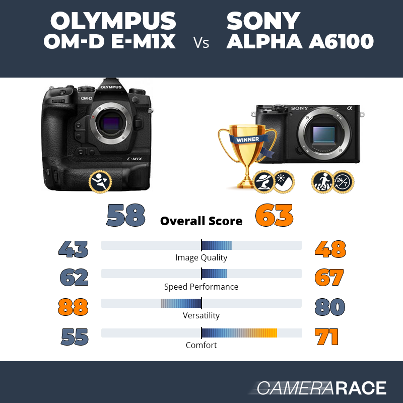 Le Olympus OM-D E-M1X est-il mieux que le Sony Alpha a6100 ?
