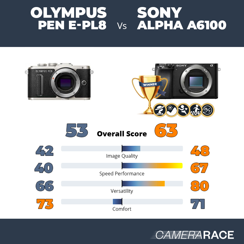 Le Olympus PEN E-PL8 est-il mieux que le Sony Alpha a6100 ?