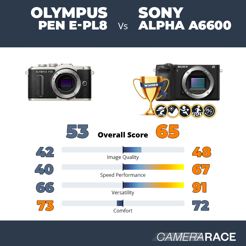 Le Olympus PEN E-PL8 est-il mieux que le Sony Alpha a6600 ?