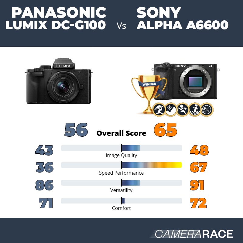 Le Panasonic Lumix DC-G100 est-il mieux que le Sony Alpha a6600 ?