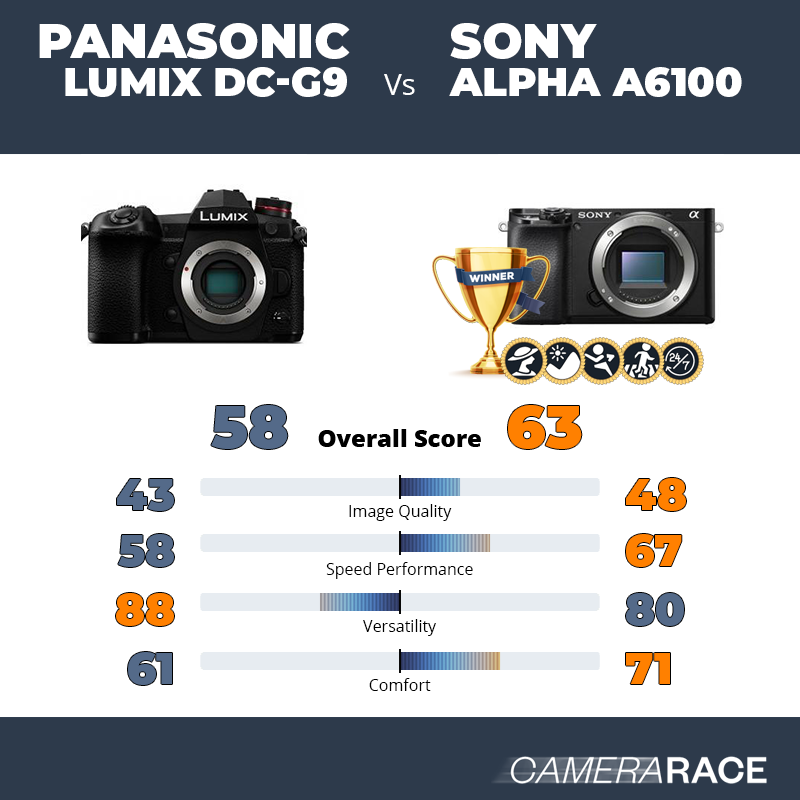 Le Panasonic Lumix DC-G9 est-il mieux que le Sony Alpha a6100 ?