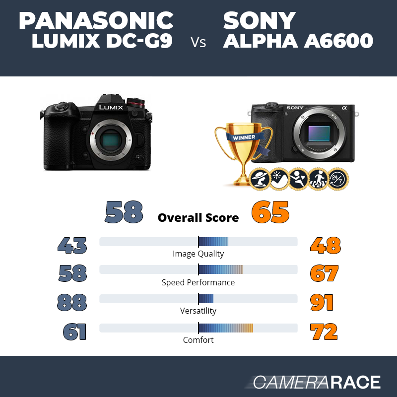 Le Panasonic Lumix DC-G9 est-il mieux que le Sony Alpha a6600 ?