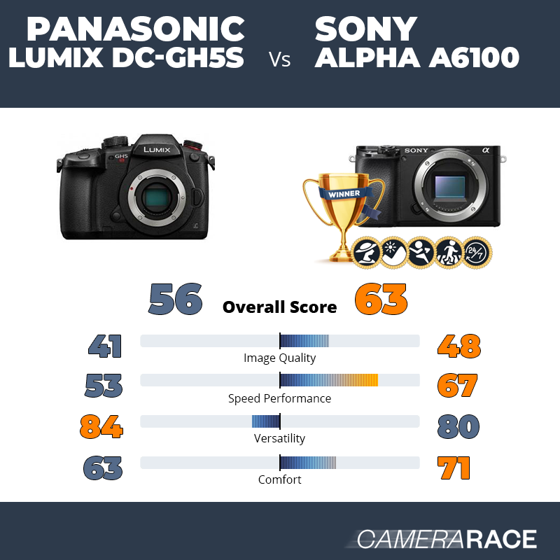 Le Panasonic Lumix DC-GH5S est-il mieux que le Sony Alpha a6100 ?