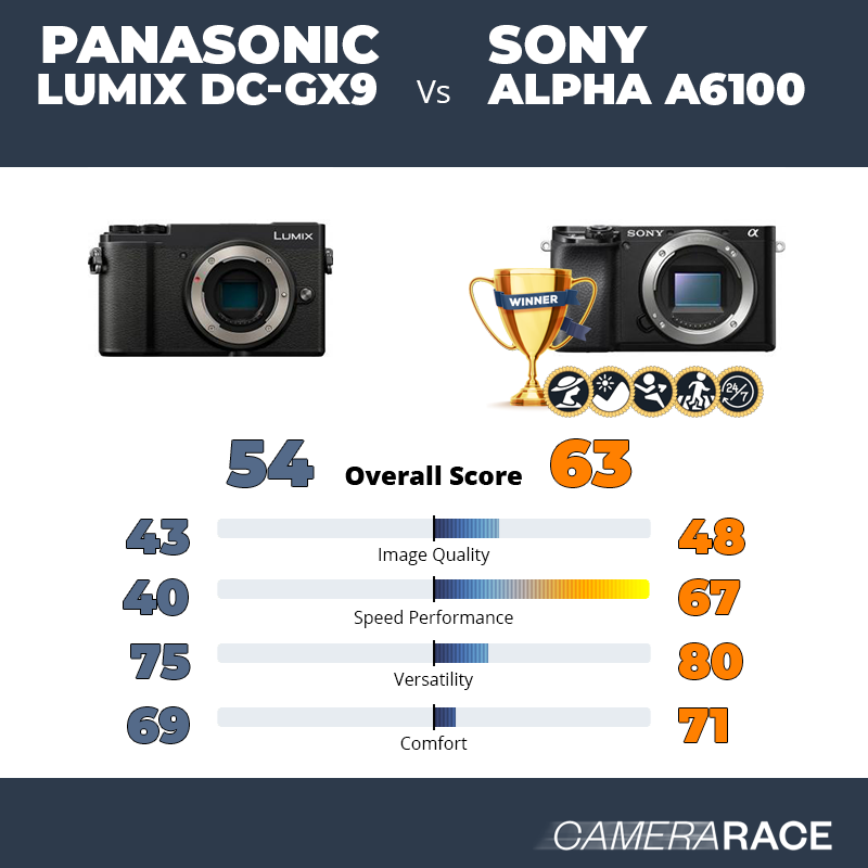 Le Panasonic Lumix DC-GX9 est-il mieux que le Sony Alpha a6100 ?
