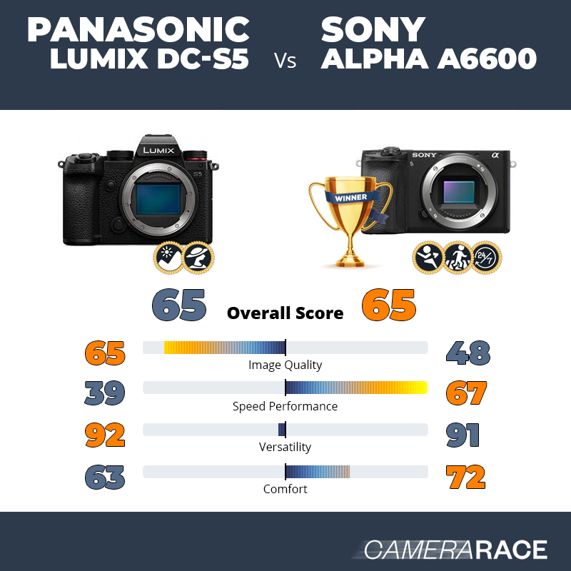 Panasonic Lumix DC-S5 vs Sony Alpha a6600, which is better?