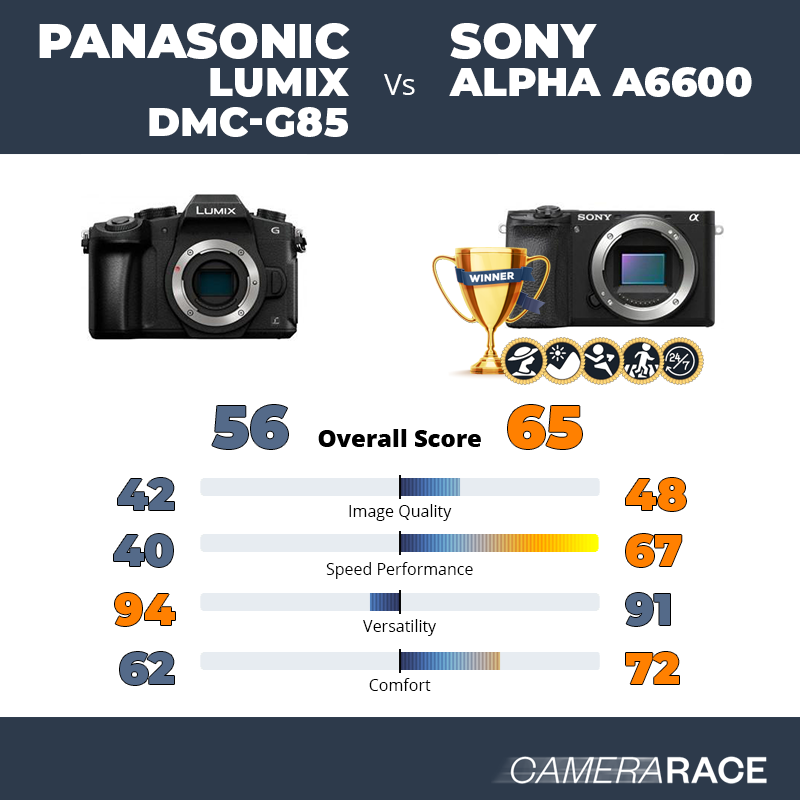 Le Panasonic Lumix DMC-G85 est-il mieux que le Sony Alpha a6600 ?