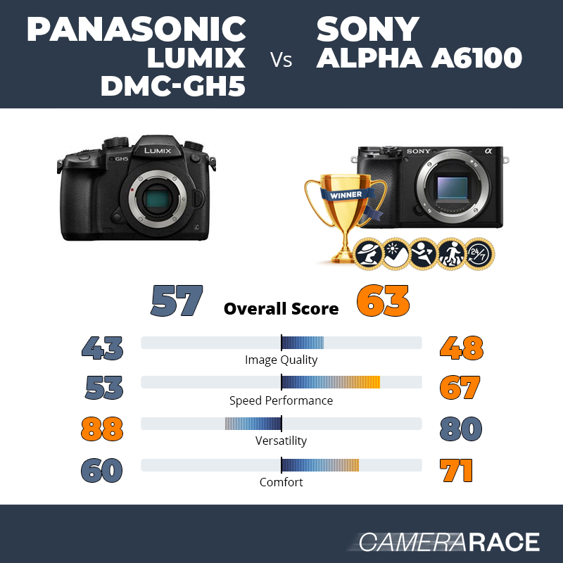 Panasonic Lumix DMC-GH5 vs Sony Alpha a6100, which is better?