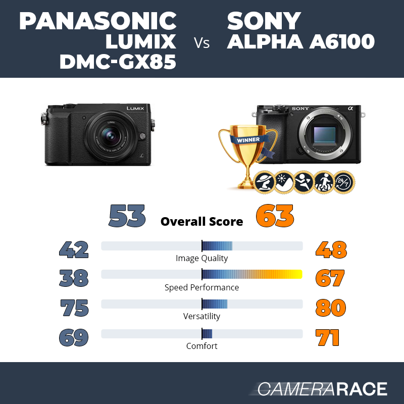 ¿Mejor Panasonic Lumix DMC-GX85 o Sony Alpha a6100?