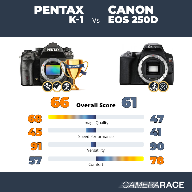 Le Pentax K-1 est-il mieux que le Canon EOS 250D ?