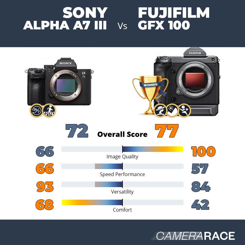 Meglio Sony Alpha A7 III o Fujifilm GFX 100?
