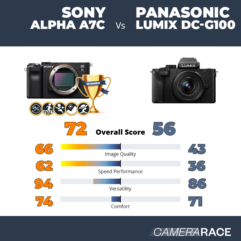 Le Sony Alpha A7c est-il mieux que le Panasonic Lumix DC-G100 ?