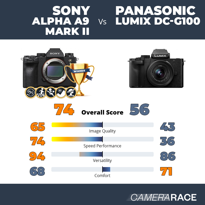 Sony Alpha A9 Mark II vs Panasonic Lumix DC-G100, which is better?