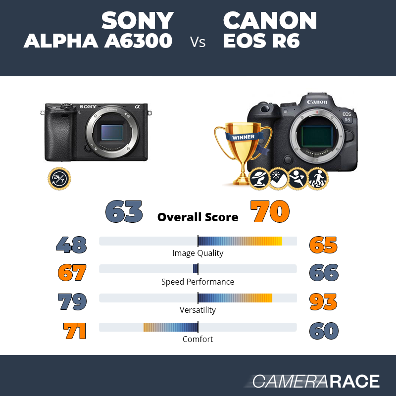 Le Sony Alpha a6300 est-il mieux que le Canon EOS R6 ?