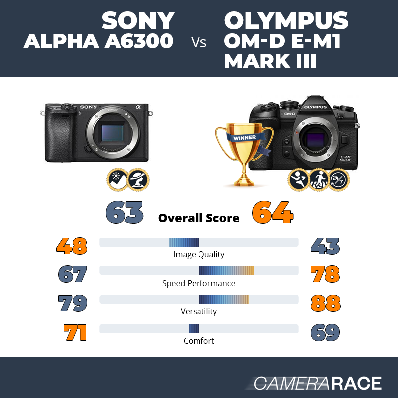 Sony Alpha a6300 vs Olympus OM-D E-M1 Mark III, which is better?