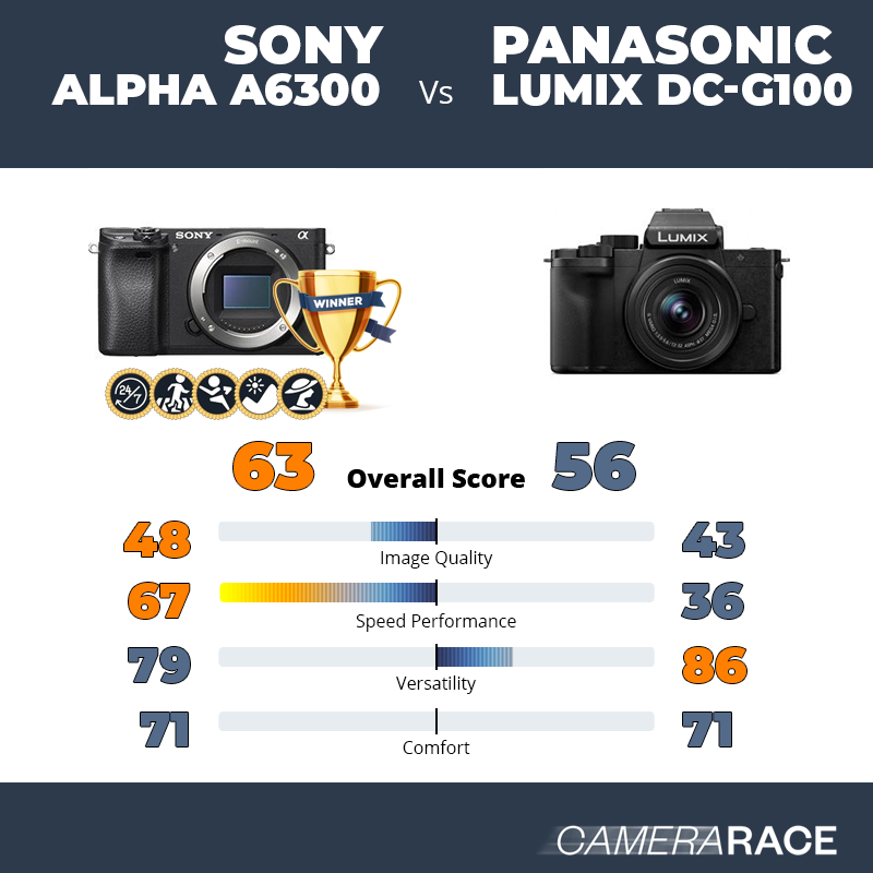 Le Sony Alpha a6300 est-il mieux que le Panasonic Lumix DC-G100 ?