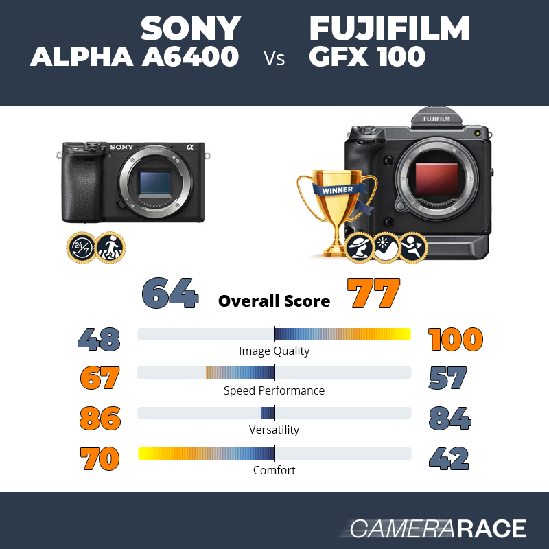 Le Sony Alpha a6400 est-il mieux que le Fujifilm GFX 100 ?