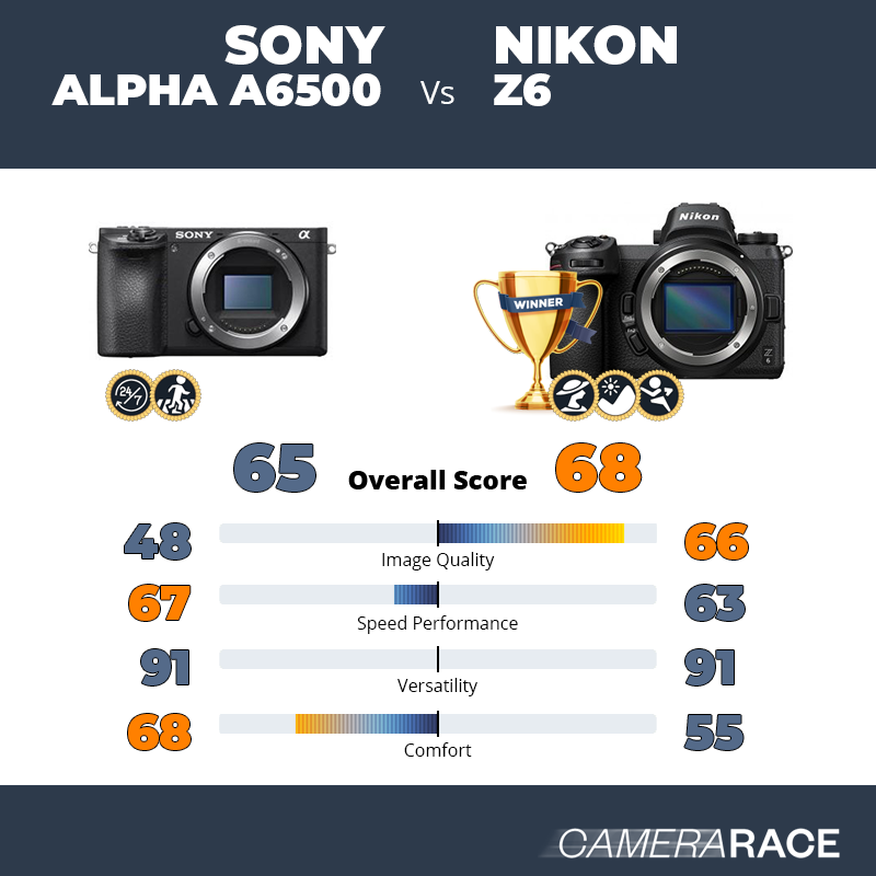 Le Sony Alpha a6500 est-il mieux que le Nikon Z6 ?